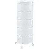 [en.casa] Servierwagen Steigen mit 5 Ebenen 89,5xØ33cm Weiß