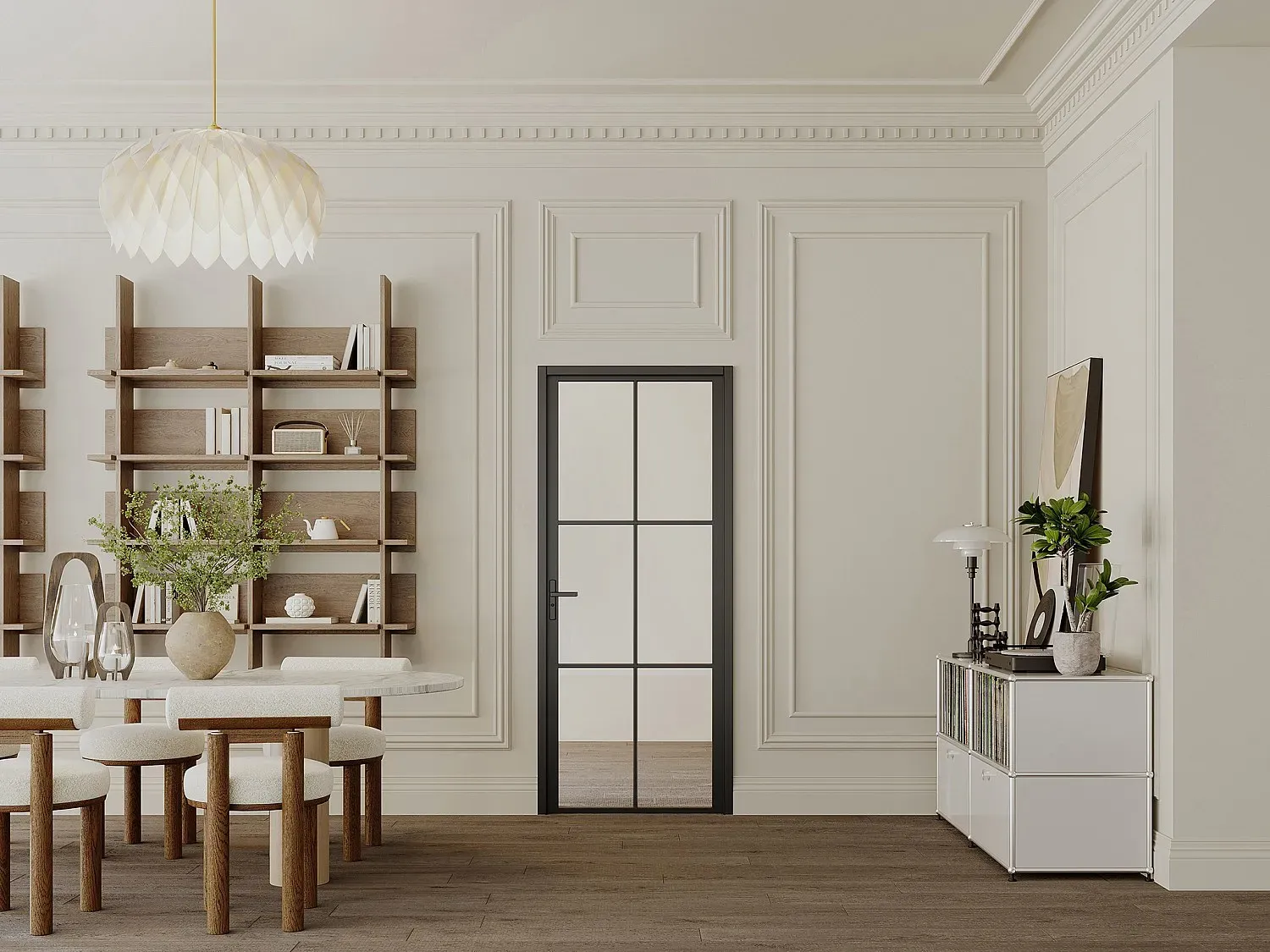 Tür-Set - wendbar - Aluminium & Sicherheitsglas - 204 x 93 cm - Schwarz - SEROTO