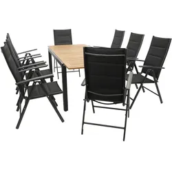 Gartenmöbel Sitzgruppe Valencia 9-teilig mittel - Farbe:Anthrazit / Schwarz / Natur - aus: Aluminium / Kunstgewebe / Akazie