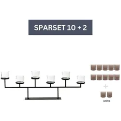 Sparset Eisenleuchter Tizio inkl. 2 Sets Kerzen-Orchidee