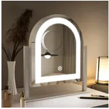 Boromal Kosmetikspiegel mit licht LED Schminkspiegel 10x Vergrößerung (Tischspiegel, Kalt/Neutral/Warmweiß, Dimmbar, Speicherfunktion), 360°Drehbar, mit