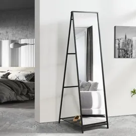 [en.casa] Standspiegel Ruffano 148,5 x 40 cm Schwarz