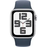 Apple Watch SE 2023 GPS + Cellular 40 mm Aluminiumgehäuse silber, Sportarmband sturmblau M/L