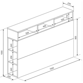 vente-unique Bettkopfteil mit Stauraum - 160 cm - Eichefarben & Weiß - nastia