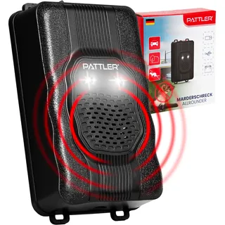 pattler PATTLER® Marderschreck Auto mit Blitzlicht - Marderabwehr mit Flexible Stromversorgung - 12V Autobatterie, AA-Batterie oder USB - Effektiver Marderschutz für Auto, Garten, Dachboden - 1 Stück
