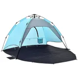 pro.tec Strandmuschel, Personen: 2, »Mullsjö« Pop Up Strandzelt 215x135x140cm Polyester Hellblau blau