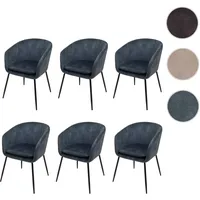 Mendler 6er-Set Esszimmerstuhl HWC-O28, Küchenstuhl Polsterstuhl Stuhl, Stoff/Textil (340g/m2)