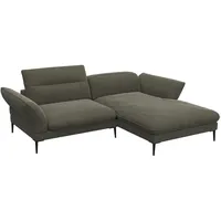 FLEXLUX Ecksofa Salino, Funktionssofa mit Recamiere, Relaxsofa, Ecksofa, Sofa mit Arm- und Kopfteil-Verstellungen, Kaltschaum & Stahl-Wellen grün