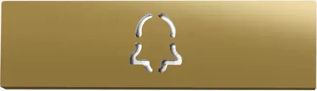 DoorBird D21x Namensschild für eine Ruftaste, Glockensymbol Messing-Optik als PVD Beschichtung, Edelstahl V4A, hochglanzpoliert