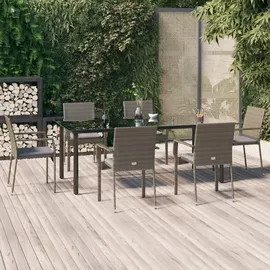 vidaXL Garten-Essgruppe 7-tlg. Schwarz/Grau