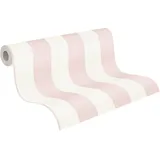 A.S. Création Trendwall 2 Vliestapete mit Blockstreifen 0,53 x 10,05 m – Rosa, Weiß – dezente Streifentapete Made in Germany – 381013