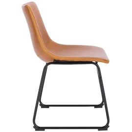 Svita Harry 2er Set Esszimmerstühle Metallbeine Kufengestell Kunstleder Cognac