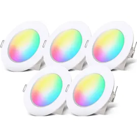 B.K.Licht RGBW-LED Einbauleuchten, 5er-Set, weiß,5xLED 4,8W,