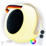 Schwaiger 661774 Tischleuchte Bluetooth Lautsprecher Akku RGB LED Nachttischlampe Außenlicht Outdoor Gartenlampe Musiklautsprecher Henkel 10W spritzwassergeschützt