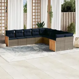 vidaXL Gartensofa-Set mit Kissen, grau, Polyrattan