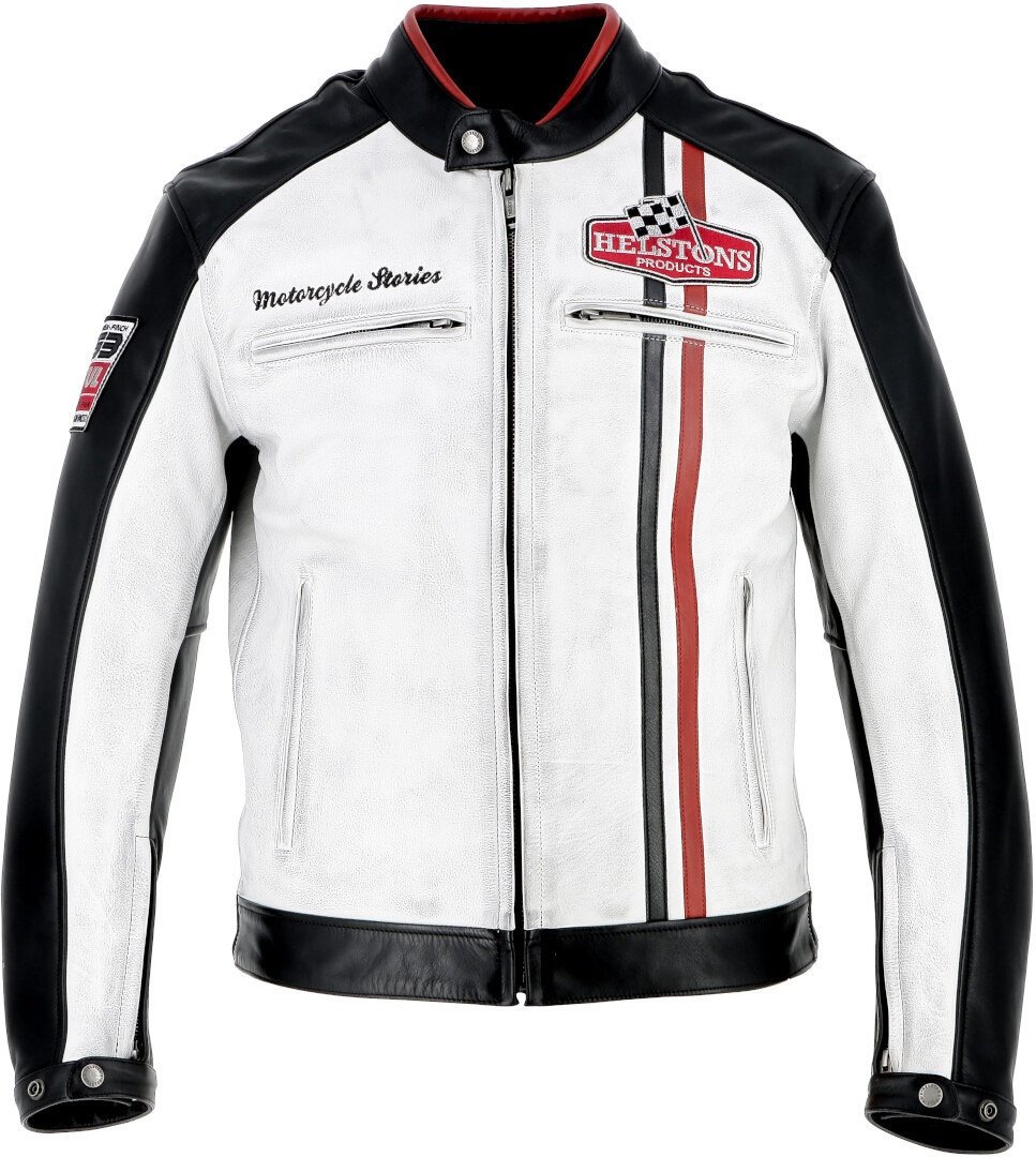 Helstons Jay Motul Edition Motorfiets lederen jas, zwart-wit, 2XL Voorman