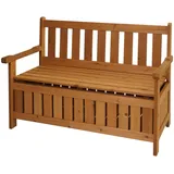 Gartenbank HWC-L68 mit Stauraum, Sitzbank Fach, Outdoor Holz   114cm, braun