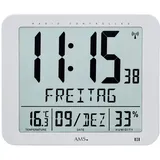 AMS 5884 Wanduhr Tischuhr Funk Funkwanduhr digital Datum Thermometer Wecker