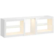 Homcom TV-Lowboard 160 x 35 x 52 cm Weiß Edelstahl/Glas/Holz/MDF/Spanplatte/Melamin