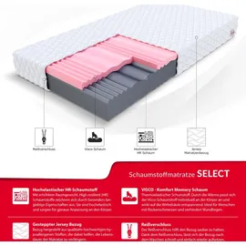 Fdm Select Matratze 160x200 cm Kaltschaum Höhe 14 cm Härtegrad H3 H4 Visco-Schaum Öko-Tex Allergikergeeignet Jersey Bezug Waschbar