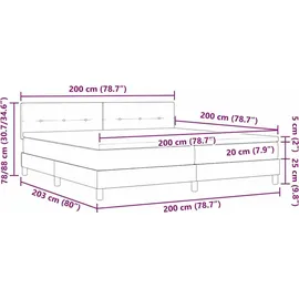 vidaXL LED Boxspringbett 200 x 200 cm Creme