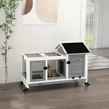 PawHut Kleintierstall mit Freilaufgehege 108 x 58 x 73,5 cm Grau