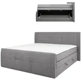 Boxspringbett - grau - H3 - Bettkasten - 180x200 cm