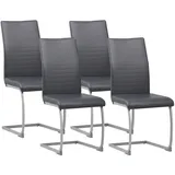 Albatros Freischwinger Stühle 4er Set Grau - Esszimmerstuhl Schwingstuhl, modernem Design, Kunstleder-Bezug, dicke Polsterung - Küchenstuhl,