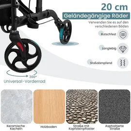 Costway Rollator Faltbar und leicht mit Sitz 6-fach höhenverstellbar Schwarz