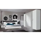Schlafzimmer Angie in weiß mit Beton lichtgrau Kleiderschrank Futonbett mit LED