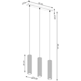 Sollux Lighting Karbon 3-flg. 45 cm Aluminium grün