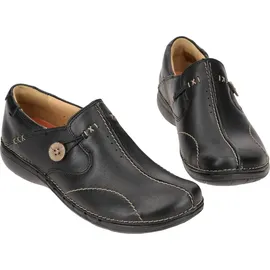 CLARKS Damen Un Loop Mokassin, Black Leather, 39.5 EU
