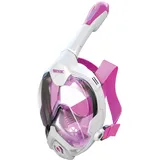 Seac Magica, Schnorchelmaske Vollgesichtsmaske Anti-Beschlag System mit einem weichen Maskenkörper, Dry Top Schnorchel mit Auslassventil, weiß/rosa, S/M