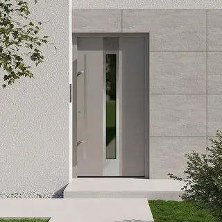 Gerda Haustür Thermo Prime 75 Hanover  (110 cm x 210 mm, DIN Anschlag: Links, Grau, Details in Edelstahl)