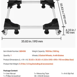 Vevor Waschmaschine Sockel Untergestell 500 kg