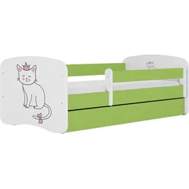 raumhirsch furniture Kinderbett mit Motiv Katze 80 x 180 cm Holzwerkstoff grün