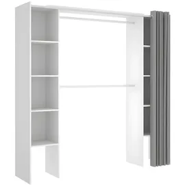 vente-unique Kleiderschrank Kleiderschranksystem - B. 110/180 cm - Weiß & Grau - DORIAN