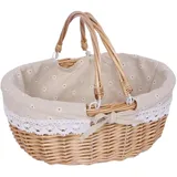 Picknickkorb aus Weide, Natural Weidenkorb mit Henkel, Handlicher Einkaufskorb aus Weide, Picknickkorb, Weidenkorb mit Henkel, Picnic Basket, für Picknick-Camping im Freien (Little Daisy)