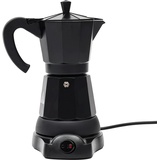 MINRS Espressokocher 6 Tassen, Griff mit Verbrühschutz Mokkakanne Elektrisch Espressokanne Camping Kaffeekocher Sicherheitsventil, Aluminium, Schwarz, für Kaffeeliebhaber