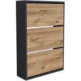 [en.casa] Schuhschrank Aurskog 110x73,5x24cm Anthrazit/Eiche