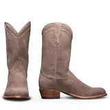 ENWIND Herren Wildleder Cowboy-Stiefel Mit Spitzer Zehenpartie, Slip-On Niedriger Absatz Knöchelstiefel,Grau,44 EU - 44 EU