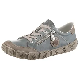 Rieker Sneaker RIEKER, Damen, Gr. 42, blau (graublau, taupe), Leder, Lederimitat, used, Schuhe Sneaker, mit Zierreißverschluss, Freizeitschuh, Halbschuh, Schnürschuh