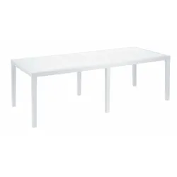 Dmora Gartentisch Roma, Rechteckiger ausziehbarer Esstisch, ausziehbarer Gartentisch in Rattan-Optik, 100 % Made in Italy, 150x90h72 cm, Weiß