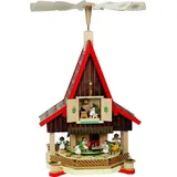 Richard Glaesser Weihnachtspyramide Adventshaus Engelbäckerei bunt, Höhe 53 cm, Handwerkskunst original Erzgebirge