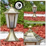 hofstein Sockelleuchte Metall/Glas 1 x E27 IP44 spritzwassergeschützt braun/gold