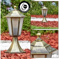 hofstein Sockelleuchte Metall/Glas 1 x E27 IP44 spritzwassergeschützt braun/gold