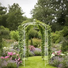 Relaxdays Rosenpavillon 206 x 290 cm Weiß/Silber