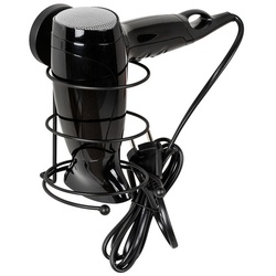 WENKO Haartrockner-Halter »Vacuum-Loc rund schw«, HxL: 17,5 x 14,5 cm, Metall - schwarz