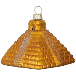Christbaumschmuck Glas 8,5cm Pyramide Figur Handbemalt Weihnachtsbaum Anhänger Weihnachten Christbaumanhänger Weihnachtsbaumschmuck Bauwerk Antik Gold