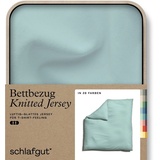 SCHLAFGUT Bettbezug SCHLAFGUT "Knitted Jersey uni, aus Bio-Baumwolle mit Elasthan, Reißverschluss" Bettbezüge Gr. B/L: 240 cm x 220 cm, blau (petrol light) Jersey-Bettwäsche